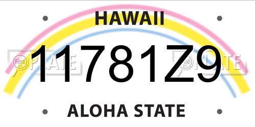 11781Z9 Hawaii License Plate