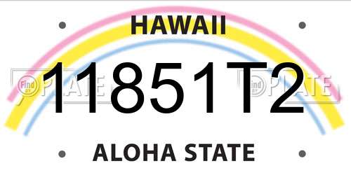 11851T2 Hawaii License Plate