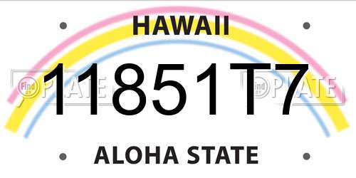 11851T7 Hawaii License Plate