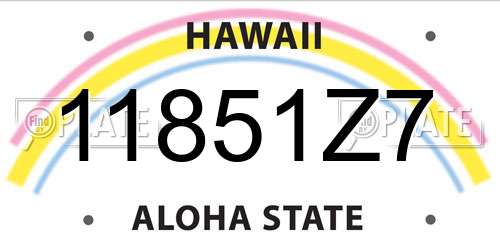 11851Z7 Hawaii License Plate