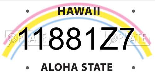 11881Z7 Hawaii License Plate
