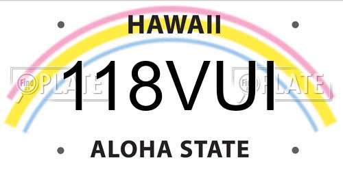 118VUI Hawaii License Plate