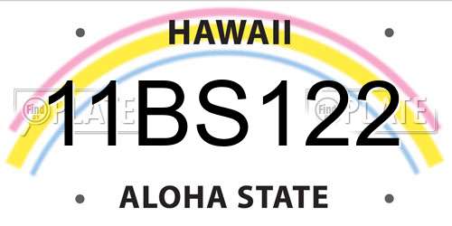 11BS122 Hawaii License Plate