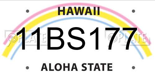 11BS177 Hawaii License Plate