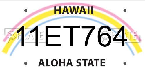 11ET764 Hawaii License Plate