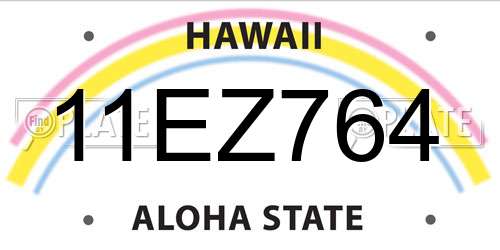 11EZ764 Hawaii License Plate