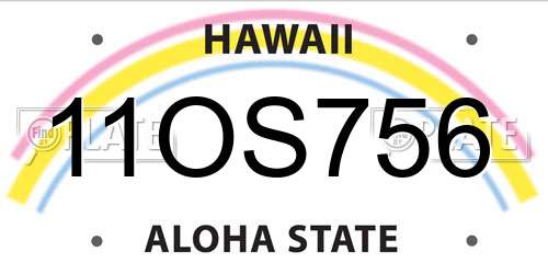 11OS756 Hawaii License Plate