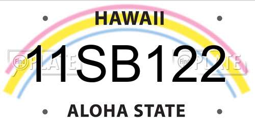 11SB122 Hawaii License Plate
