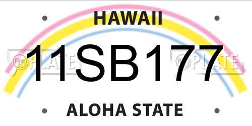 11SB177 Hawaii License Plate