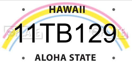 11TB129 Hawaii License Plate