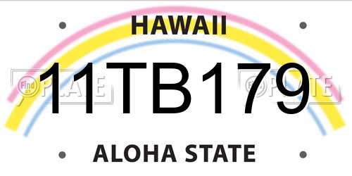 11TB179 Hawaii License Plate