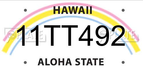 11TT492 Hawaii License Plate