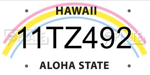 11TZ492 Hawaii License Plate