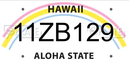 11ZB129 Hawaii License Plate