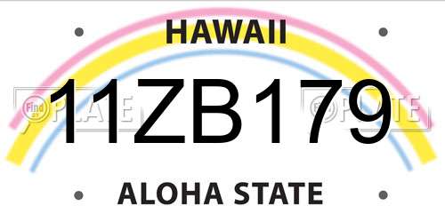 11ZB179 Hawaii License Plate