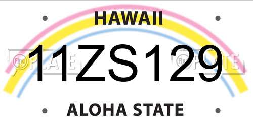 11ZS129 Hawaii License Plate