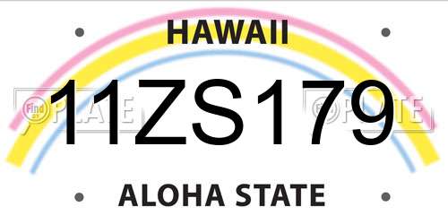 11ZS179 Hawaii License Plate