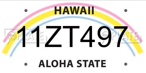 11ZT497 Hawaii License Plate