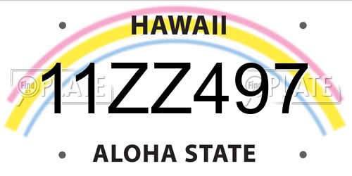 11ZZ497 Hawaii License Plate