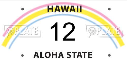 12 Hawaii License Plate