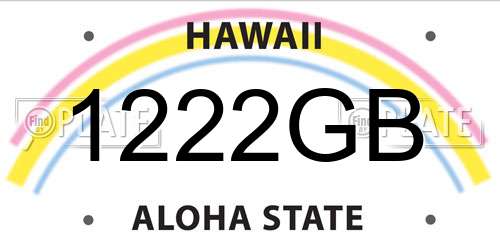 1222GB Hawaii License Plate