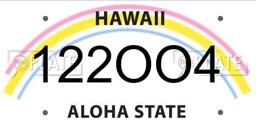 122OO4 Hawaii License Plate