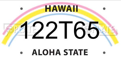 122T65 Hawaii License Plate