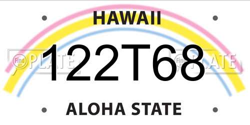 122T68 Hawaii License Plate