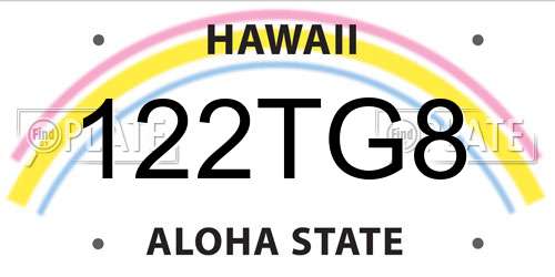 122TG8 Hawaii License Plate