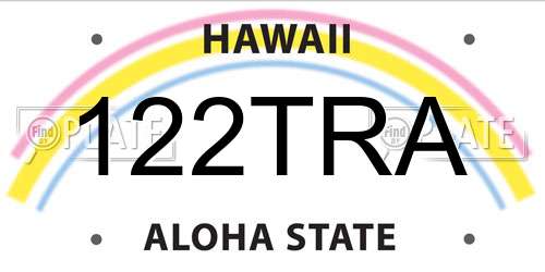 122TRA Hawaii License Plate