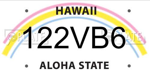 122VB6 Hawaii License Plate