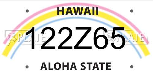 122Z65 Hawaii License Plate