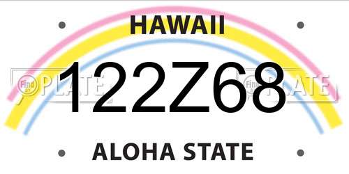 122Z68 Hawaii License Plate