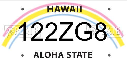 122ZG8 Hawaii License Plate