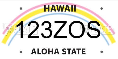 123ZOS Hawaii License Plate
