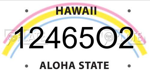 12465O2 Hawaii License Plate