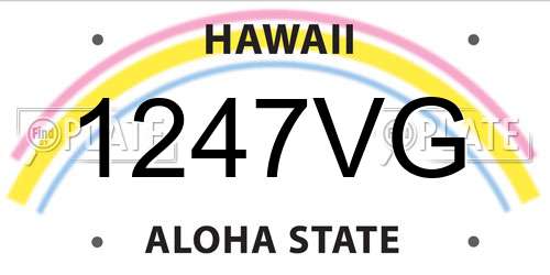 1247VG Hawaii License Plate