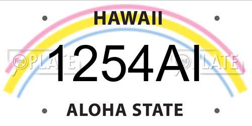 1254AI Hawaii License Plate