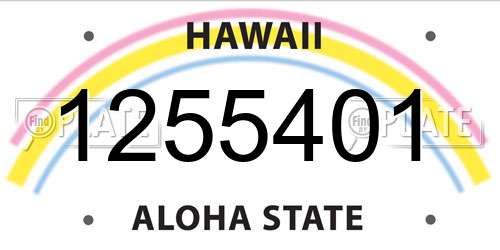 1255401 Hawaii License Plate