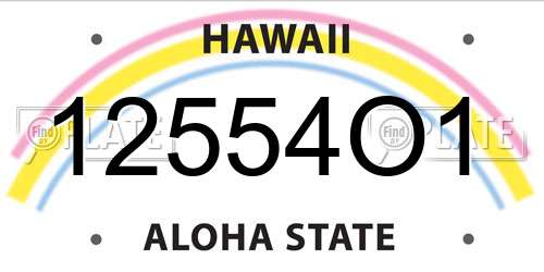 12554O1 Hawaii License Plate