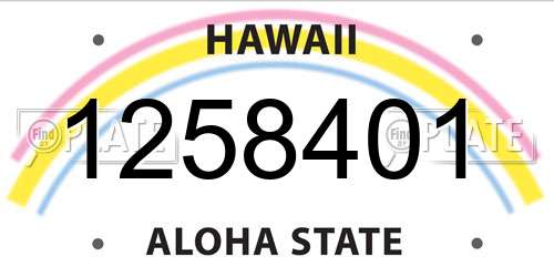 1258401 Hawaii License Plate
