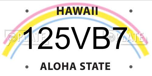 125VB7 Hawaii License Plate