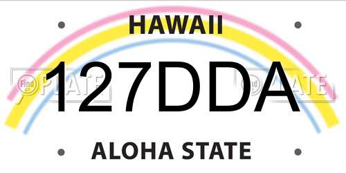 127DDA Hawaii License Plate