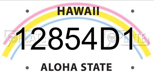 12854D1 Hawaii License Plate