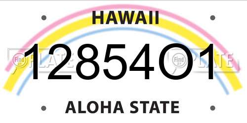 12854O1 Hawaii License Plate