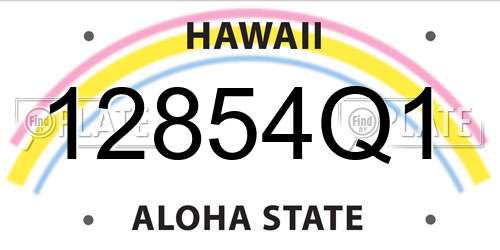 12854Q1 Hawaii License Plate
