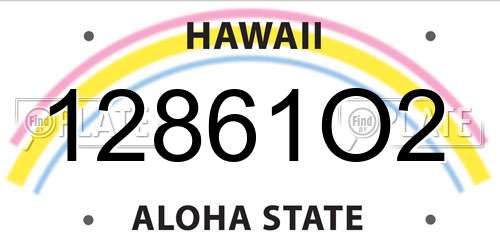 12861O2 Hawaii License Plate