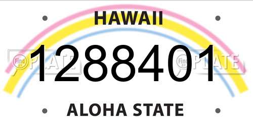 1288401 Hawaii License Plate