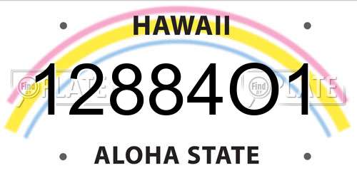 12884O1 Hawaii License Plate
