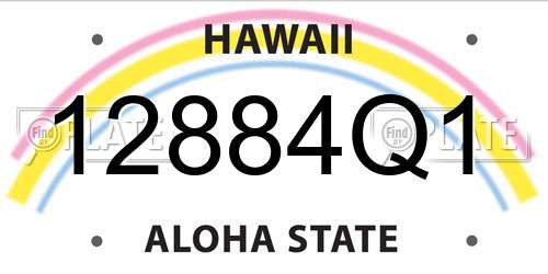 12884Q1 Hawaii License Plate